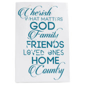 Sac Cadeau Moyen Chercher ce qui compte Turquoise (Devant)