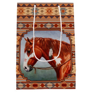Sac Cadeau Moyen Chestnut Pinto Horse Southwest