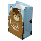 Sac Cadeau Moyen Cheval Baby shower Blue Boy (Devant Angle)