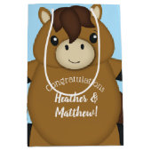 Sac Cadeau Moyen Cheval Baby shower Blue Boy (Devant)