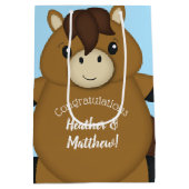 Sac Cadeau Moyen Cheval Baby shower Blue Boy (Dos)