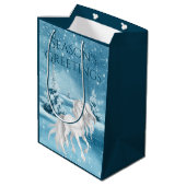 Sac Cadeau Moyen Cheval blanc Bonnes Fêtes d'hiver Noël (Dos Angle)