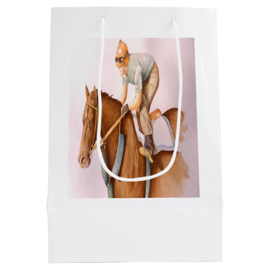 Sac Cadeau Moyen Cheval de course et Jockey (Dos)