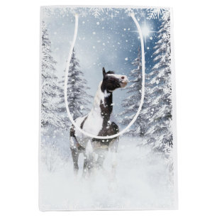 Sac Cadeau Moyen Cheval de peinture de Christmassy