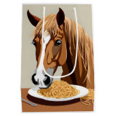 Sac Cadeau Moyen cheval mangeant des spaghetti (Dos)