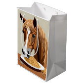 Sac Cadeau Moyen cheval mangeant des spaghetti (Dos Angle)