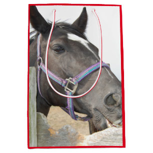 Sac Cadeau Moyen Cheval mignon à mâcher sur une clôture