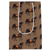 Sac Cadeau Moyen Chevaux de Cowboy Brown (Dos)