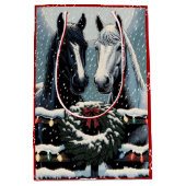 Sac Cadeau Moyen Chevaux de fête | Joyeux Noël (Devant)