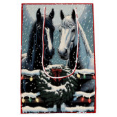 Sac Cadeau Moyen Chevaux de fête | Joyeux Noël (Dos)