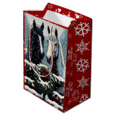 Sac Cadeau Moyen Chevaux de fête | Joyeux Noël (Dos Angle)