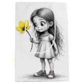 Sac Cadeau Moyen Chibi Petite Fille Avec Fleur Jaune (Devant)