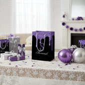 Sac Cadeau Moyen Chic Black Sparkle Purple Parties scintillant Driv