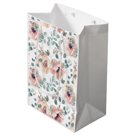 Sac Cadeau Moyen Chic Blush Floral (Devant Angle)