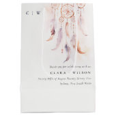 Sac Cadeau Moyen Chic Boho Feather Dreamcatcher Watercolor Mariage (Dos)