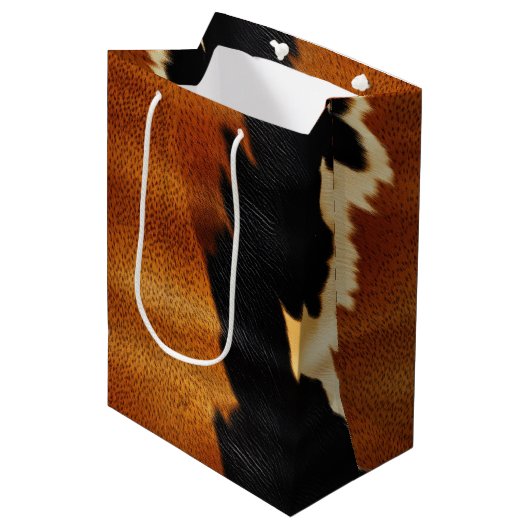Sac Cadeau Moyen Chic Brown Black Cream Western Cowhide (Devant Angle)
