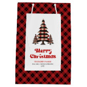 Sac Cadeau Moyen Chic buffalo plaid Christmas gift bag editable (Dos)