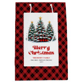 Sac Cadeau Moyen Chic buffalo plaid tree Christmas bag personalized (Devant)