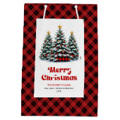 Sac Cadeau Moyen Chic buffalo plaid tree Christmas bag personalized (Dos)