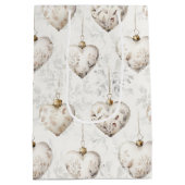 Sac Cadeau Moyen Chic Cream Grey Hearts Ornaments Wedding (Dos)