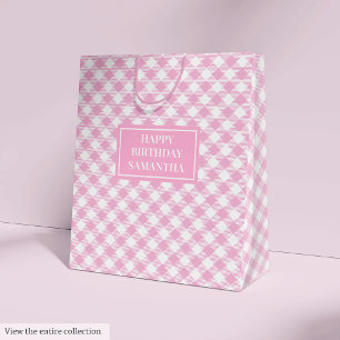 Sac Cadeau Moyen Chic Élégant Carreaux Roses Class