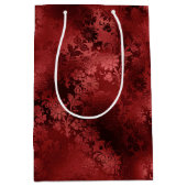 Sac Cadeau Moyen Chic Elegant Rouge Floral Mariage (Devant)