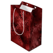 Sac Cadeau Moyen Chic Elegant Rouge Floral Mariage (Dos Angle)