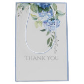 Sac Cadeau Moyen Chic Floral Blue Hydrangea Periwinkle Mariage (Devant)