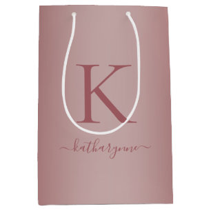 Sac Cadeau Moyen Chic Girly Rose Gold Monogramme Nom