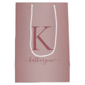 Sac Cadeau Moyen Chic Girly Rose Gold Monogramme Nom (Dos)