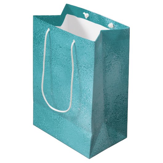 Sac Cadeau Moyen Chic Glam Turquoise Aqua Blue (Devant Angle)