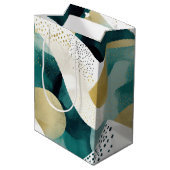 Sac Cadeau Moyen Chic Gold Green White Abstrait (Dos Angle)