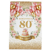 Sac Cadeau Moyen Chic Gold Numéro 80e anniversaire Blush Floral Par (Dos)