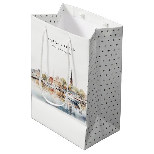 Sac Cadeau Moyen Chic Mariage d'aquarelle Annapolis Maryland (Devant Angle)