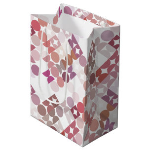 Sac Cadeau Moyen Chic Mauve Taupe Cercles Roses Dusty Motif d'art