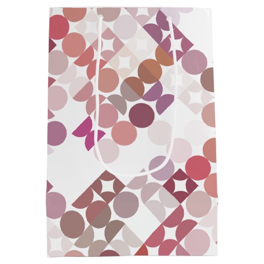 Sac Cadeau Moyen Chic Mauve Taupe Cercles Roses Dusty Motif d'art (Dos)