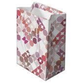 Sac Cadeau Moyen Chic Mauve Taupe Cercles Roses Dusty Motif d'art (Dos Angle)