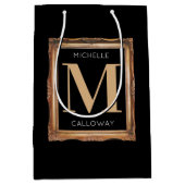 Sac Cadeau Moyen Chic Monogramme noir et or (Devant)