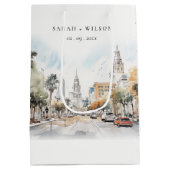 Sac Cadeau Moyen Chic Orlando Floride Skyline Mariage d'aquarelle (Dos)