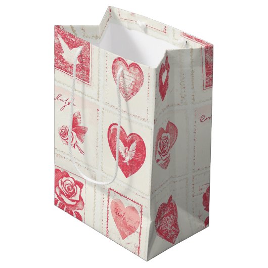 Sac Cadeau Moyen Chic Red Cream Valentine (Devant Angle)