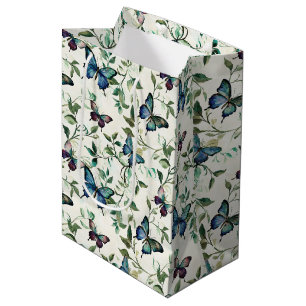 Sac Cadeau Moyen Chic Romantique Papillons Bleus Baby Shower