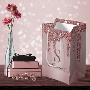 Sac Cadeau Moyen Chic Rose Parties scintillant or Drivers Monogram