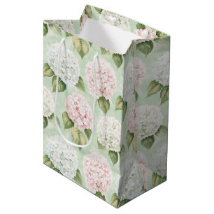 Sac Cadeau Moyen Chic Rose Romantique Bleu Blanc Floral Douce Fête