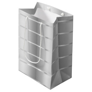 Sac Cadeau Moyen Chic Ruban Argenté Nœud Mariage