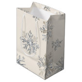 Sac Cadeau Moyen Chic Rustique Crème de Noël Snowflakes (Devant Angle)