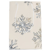 Sac Cadeau Moyen Chic Rustique Crème de Noël Snowflakes (Devant)