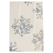 Sac Cadeau Moyen Chic Rustique Crème de Noël Snowflakes (Dos)