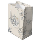 Sac Cadeau Moyen Chic Rustique Crème de Noël Snowflakes (Dos Angle)