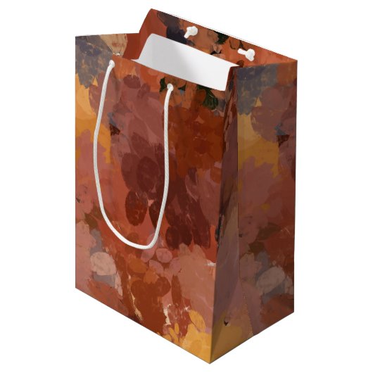 Sac Cadeau Moyen Chic Terracotta rouille tendance Brown Abstrait (Devant Angle)