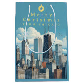 Sac Cadeau Moyen Chicago Christmas Blue (Devant)